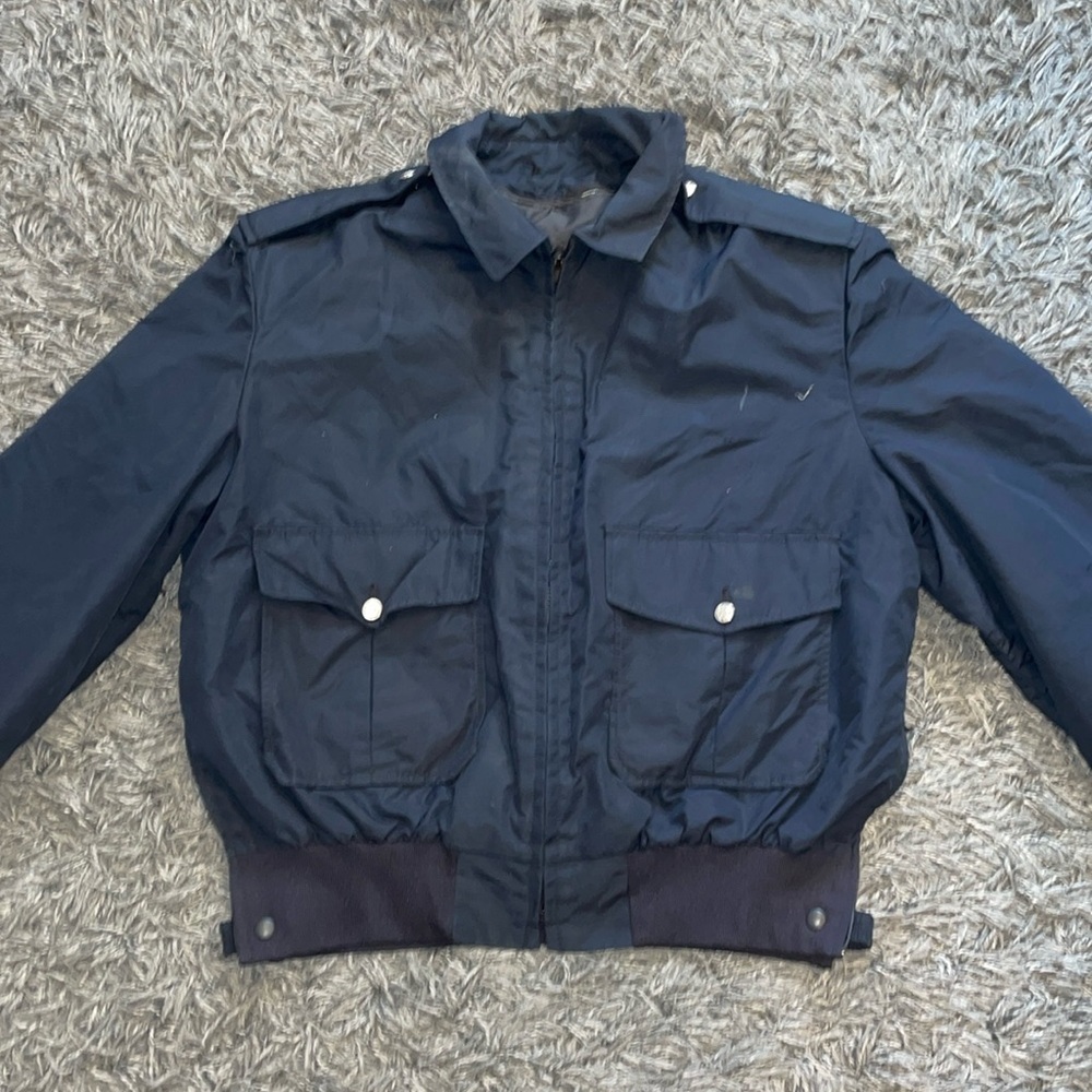 Fechheimer insulated navy blue zippered bomber jacket hoodie size large uniform